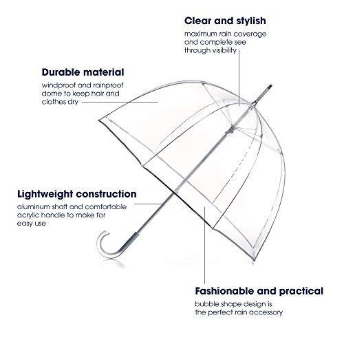 Totes Clear Bubble Umbrella with Dome Canopy, Lightweight Design, Wind and Rain Protection - 3