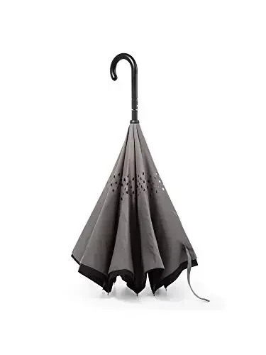 Totes Auto Reverse Close Windproof Stick Inbrella with Water Repellent Protection - 2