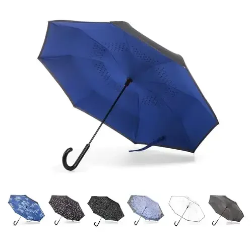 Totes Auto Reverse Close Windproof Stick Inbrella with Water Repellent Protection - MODAZONE (1)