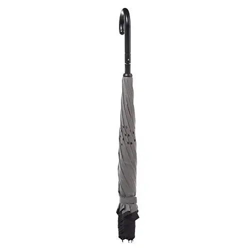 Totes InBrella - Reverse Close Umbrella with Invisible Water Repellent Coating - Auto Close, Inverted, Dripless, and Stormproof for Rainy Weather - 5