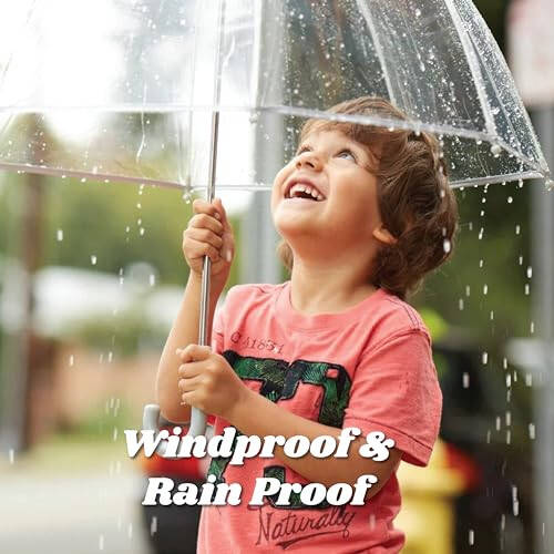 Totes Kids Clear Bubble Umbrella with Dome Canopy, Lightweight Design, Wind and Rain Protection, Pink, Kids - 37