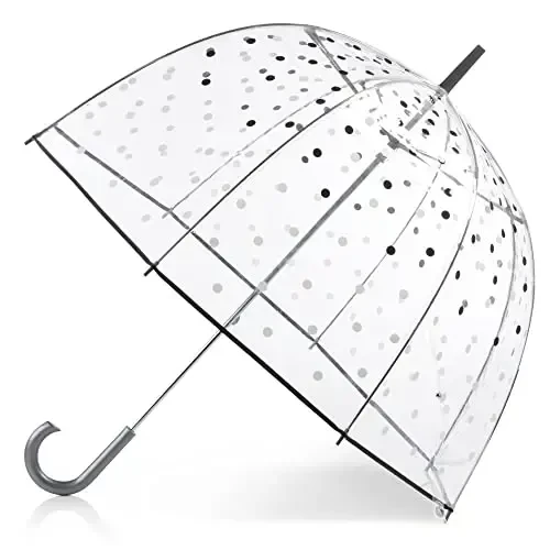 totes Adult Clear Bubble Umbrella with Dome Canopy and Lightweight Wind and Rain Protection 