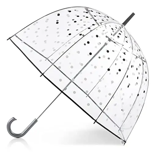 Totes Adult Bubble Umbrella with Dome Canopy and Lightweight Wind and Rain Protection 
