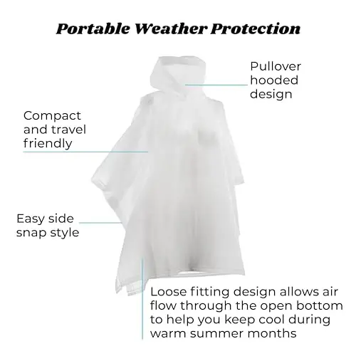 totes unisex-child Lightweight Hooded Packable Pancho With Side Snaps - 2