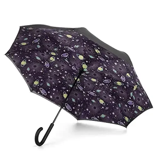 Totes Women's Inbrella Reverse-Close Folding Umbrella, Galaxy - MODAZONE