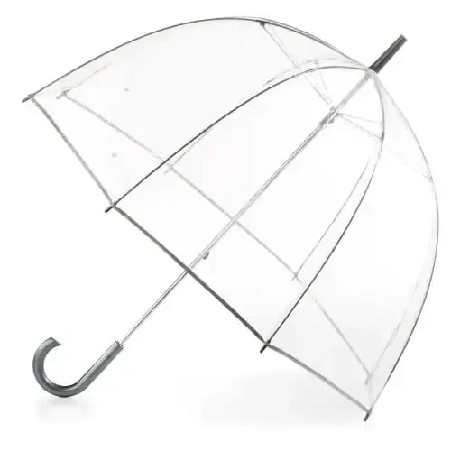 totes Adult Clear Bubble Umbrella with Dome Canopy and Lightweight Wind and Rain Protection 