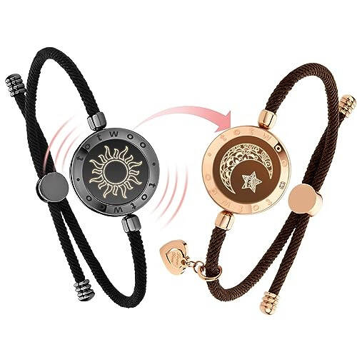 TOTWOO Long Distance Touch Bracelets for Couples, Vibration & Light up for Love Couples Bracelets | Long Distance Relationship Gifts for Girlfriend Bluetooth Pairing Jewelry - 1