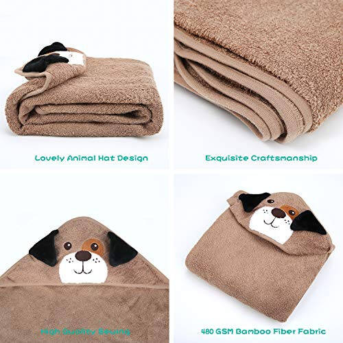 Touchat Hooded Baby Towels, Soft and Hypoallergenic Baby Bath Towels with Hood for Toddler Infant Newborn, Large and Absorbent Toddler Towels for Baby Boy Girl (Puppy, 35.1''x35.1'') - 32