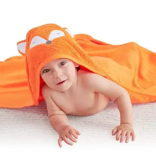 Touchat Hooded Baby Towels, Soft and Hypoallergenic Baby Bath Towels with Hood for Toddler Infant Newborn, Large and Absorbent Toddler Towels for Baby Boy Girl (Rabbit, 35.1''x35.1'') - 1