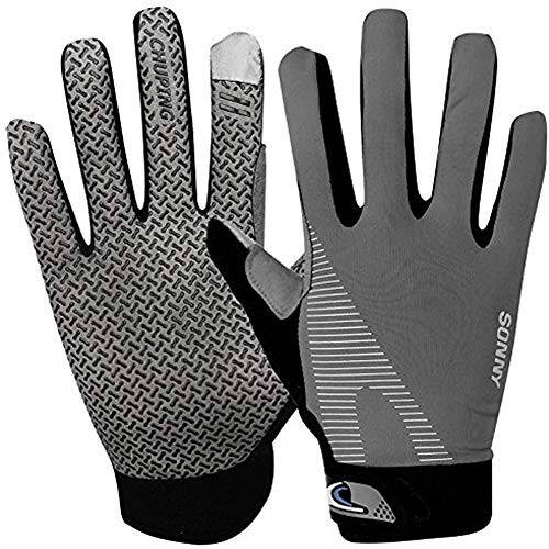 Touchscreen Cycling Gloves for Men Women, Summer UV Protection Sun Gloves Breathable Non slip Full Finger Driving Gloves Mountain Motorcycle Riding Bicycle Workout Gloves (Light Grey) - 1