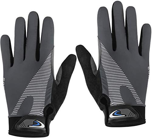 Touchscreen Cycling Gloves for Men Women, Summer UV Protection Sun Gloves Breathable Non slip Full Finger Driving Gloves Mountain Motorcycle Riding Bicycle Workout Gloves (Light Grey) - 4