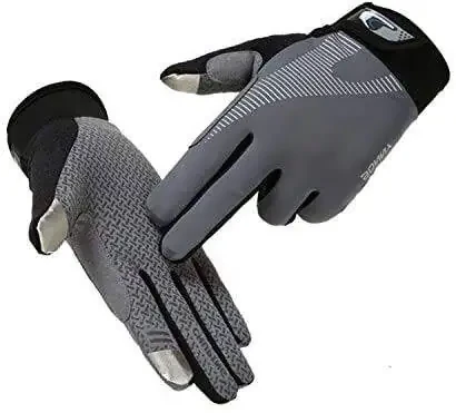 Touchscreen Cycling Gloves for Men Women, Summer UV Protection Sun Gloves Breathable Non slip Full Finger Driving Gloves Mountain Motorcycle Riding Bicycle Workout Gloves (Light Grey) - 3