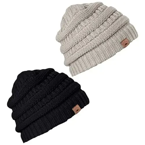 Tough Headwear Beanie Hat - Cable Knit Warmth - Winter Hats - Slouchy Fit - Beanies for Women - Itch-Free Winter Essentials 