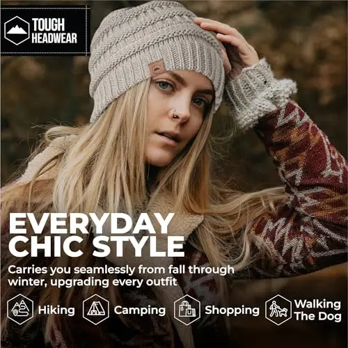 Tough Headwear Beanie Hat - Cable Knit Warmth - Winter Hats - Slouchy Fit - Beanies for Women - Itch-Free Winter Essentials - 6