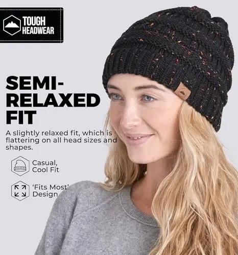 Tough Headwear Beanie Hat - Cable Knit Warmth - Winter Hats - Slouchy Fit - Beanies for Women - Itch-Free Winter Essentials - 4