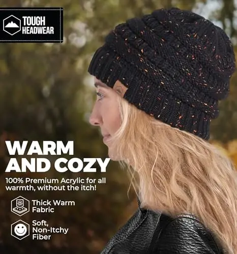 Tough Headwear Beanie Hat - Cable Knit Warmth - Winter Hats - Slouchy Fit - Beanies for Women - Itch-Free Winter Essentials - 5