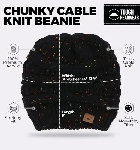 Tough Headwear Beanie Hat - Cable Knit Warmth - Winter Hats - Slouchy Fit - Beanies for Women - Itch-Free Winter Essentials - 3