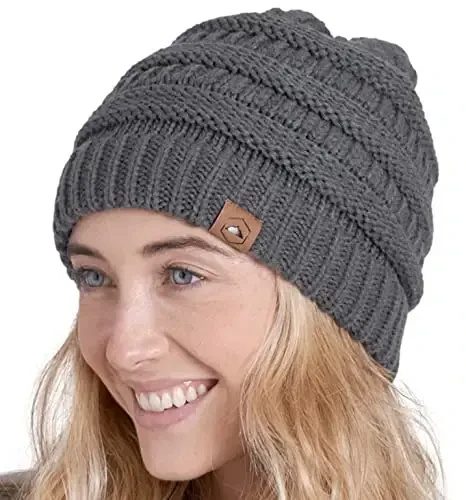 Tough Headwear Beanie Hat - Cable Knit Warmth - Winter Hats - Slouchy Fit - Beanies for Women - Itch-Free Winter Essentials 