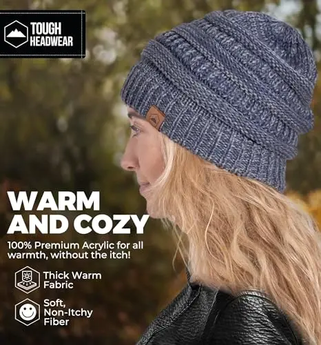 Tough Headwear Beanie Hat - Cable Knit Warmth - Winter Hats - Slouchy Fit - Beanies for Women - Itch-Free Winter Essentials - 5