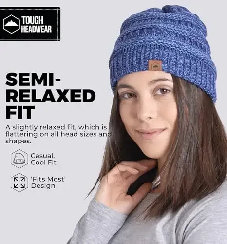 Tough Headwear Beanie Hat - Cable Knit Warmth - Winter Hats - Slouchy Fit - Beanies for Women - Itch-Free Winter Essentials - 4