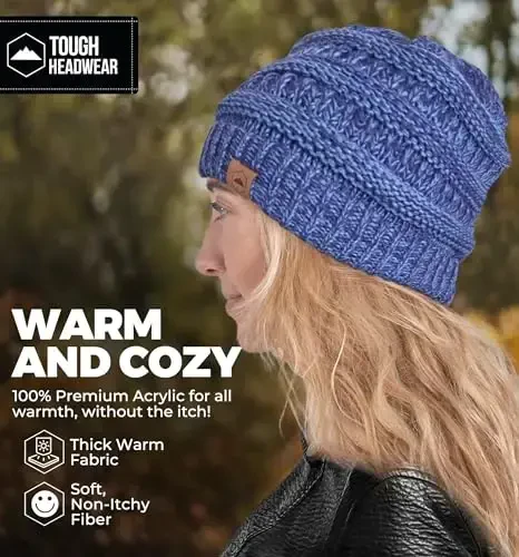 Tough Headwear Beanie Hat - Cable Knit Warmth - Winter Hats - Slouchy Fit - Beanies for Women - Itch-Free Winter Essentials - 5