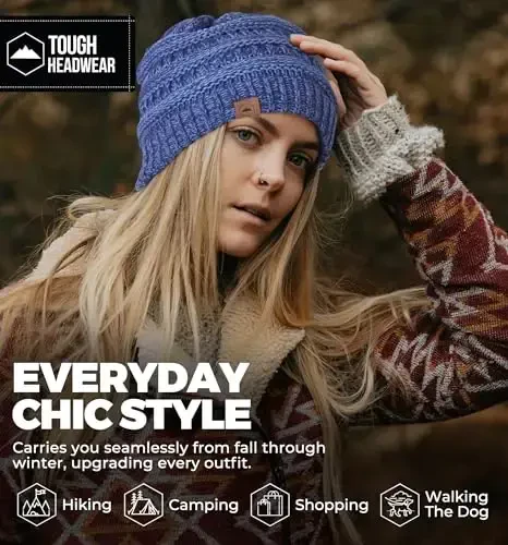 Tough Headwear Beanie Hat - Cable Knit Warmth - Winter Hats - Slouchy Fit - Beanies for Women - Itch-Free Winter Essentials - 6