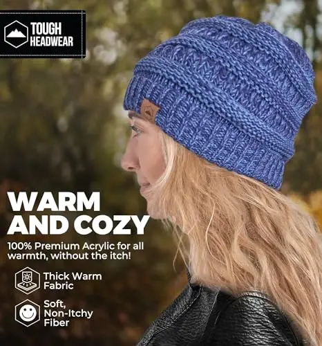 Tough Headwear Beanie Hat - Cable Knit Warmth - Winter Hats - Slouchy Fit - Beanies for Women - Itch-Free Winter Essentials - 5