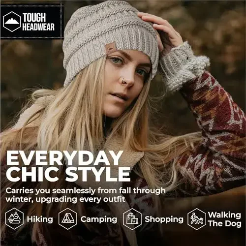 Tough Headwear Beanie Hat - Cable Knit Warmth - Winter Hats - Slouchy Fit - Beanies for Women - Itch-Free Winter Essentials - 6