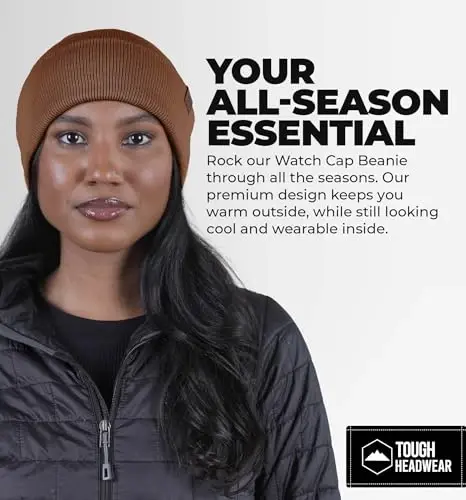 Tough Headwear Cuff Beanie Hat - All-Season Winter Cap - Stretch Fit Women & Mens Beanie - Durable Knit Unisex Winter Caps - 2