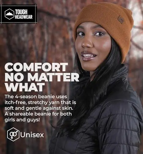 Tough Headwear Cuff Beanie Hat - All-Season Winter Cap - Stretch Fit Women & Mens Beanie - Durable Knit Unisex Winter Caps - 4