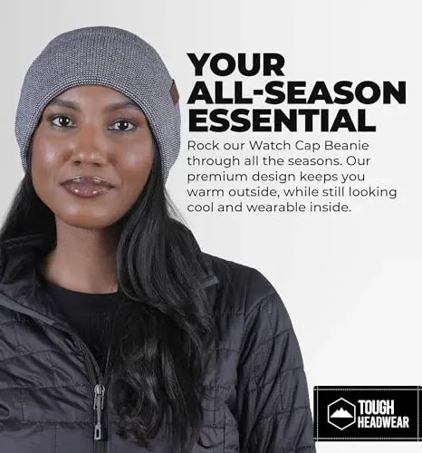 Tough Headwear Cuff Beanie Hat - All-Season Winter Cap - Stretch Fit Women & Mens Beanie - Durable Knit Unisex Winter Caps - TOUGH (1)