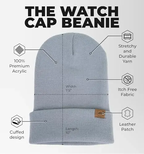 Tough Headwear Cuff Beanie Hat - All-Season Winter Cap - Stretch Fit Women & Mens Beanie - Durable Knit Unisex Winter Caps - 3