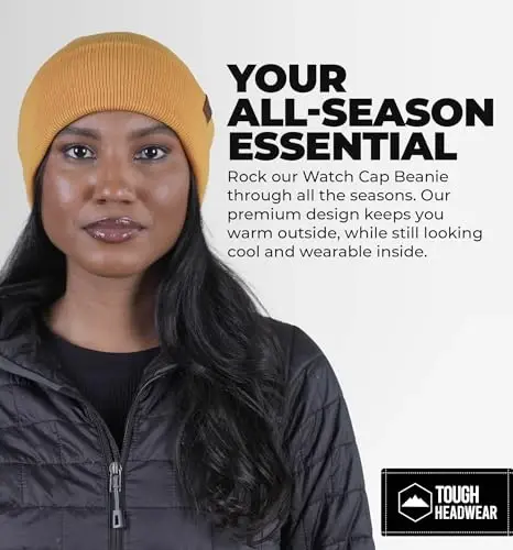 Tough Headwear Cuff Beanie Hat - All-Season Winter Cap - Stretch Fit Women & Mens Beanie - Durable Knit Unisex Winter Caps - TOUGH (1)