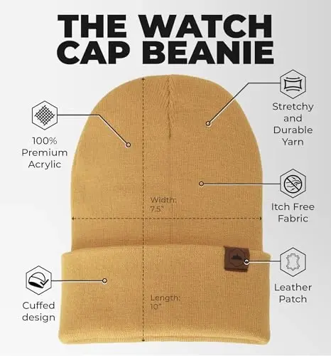 Tough Headwear Cuff Beanie Hat - All-Season Winter Cap - Stretch Fit Women & Mens Beanie - Durable Knit Unisex Winter Caps - 3