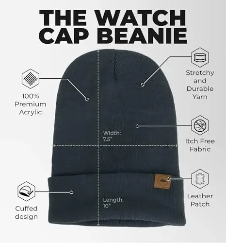 Tough Headwear Cuff Beanie Hat - All-Season Winter Cap - Stretch Fit Women & Mens Beanie - Durable Knit Unisex Winter Caps - 3