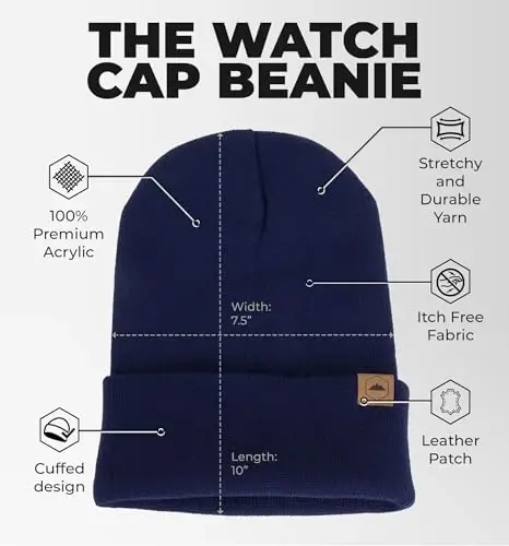 Tough Headwear Cuff Beanie Hat - All-Season Winter Cap - Stretch Fit Women & Mens Beanie - Durable Knit Unisex Winter Caps - 3