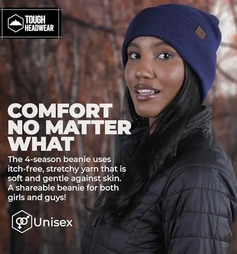 Tough Headwear Cuff Beanie Hat - All-Season Winter Cap - Stretch Fit Women & Mens Beanie - Durable Knit Unisex Winter Caps - 4