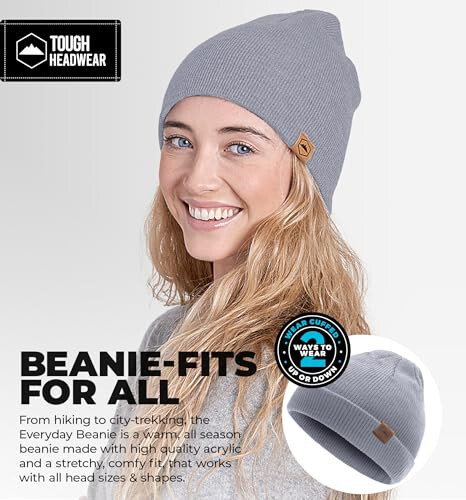 Tough Headwear Daily Knit Beanie - Erkaklar uchun boshlashli shlyapalar - Erkaklar va ayollar uchun qishlik shlyapalar - Sovuq ob-havo uchun issiq to'qilgan shlyapalar - 2