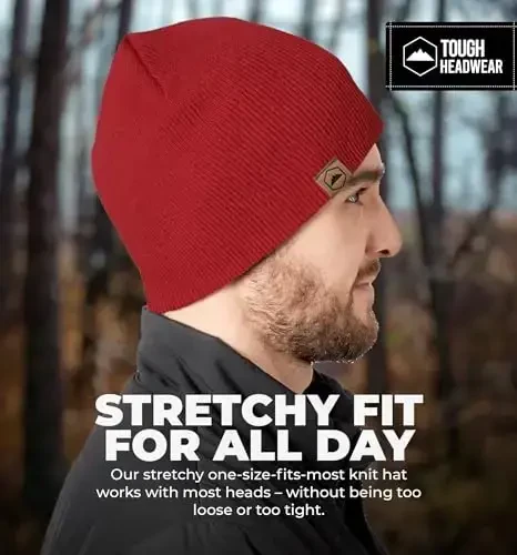Tough Headwear Daily Knit Beanie Hat - Thermal Warmth Winter Hat - Breathable, Stretch Fit Beanie for Women & Men - 5