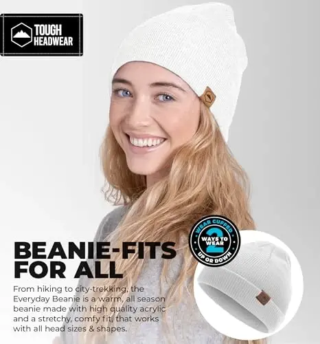 Tough Headwear Daily Knit Beanie Hat - Thermal Warmth Winter Hat - Breathable, Stretch Fit Beanie for Women & Men - TOUGH (1)