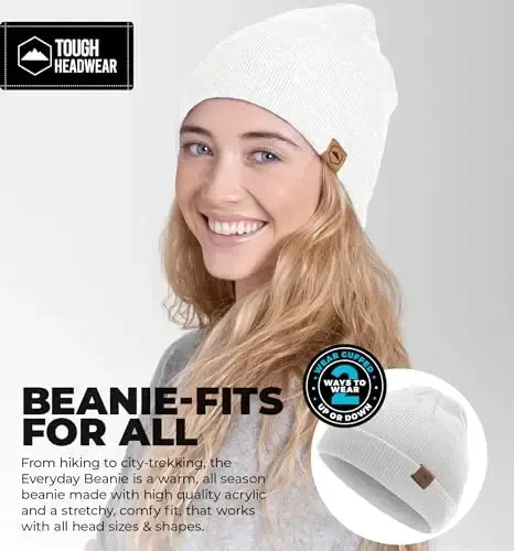 Tough Headwear Daily Knit Beanie Hat - Thermal Warmth Winter Hat - Breathable, Stretch Fit Beanie for Women & Men - 2