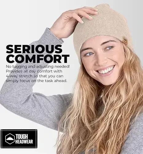 Tough Headwear Daily Knit Beanie Hat - Thermal Warmth Winter Hat - Breathable, Stretch Fit Beanie for Women & Men - 6