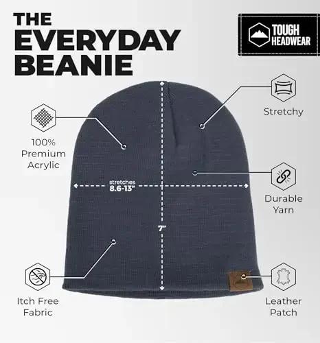 Tough Headwear Daily Knit Beanie Hat - Thermal Warmth Winter Hat - Breathable, Stretch Fit Beanie for Women & Men - 3