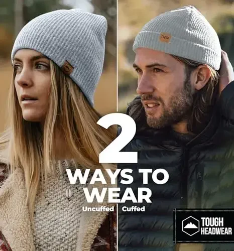 Tough Headwear Ribbed Beanie Hat - Four-Way Stretch Beanie for Women & Men - Lightweight, Soft Acrylic Knit Winter Hat - 5