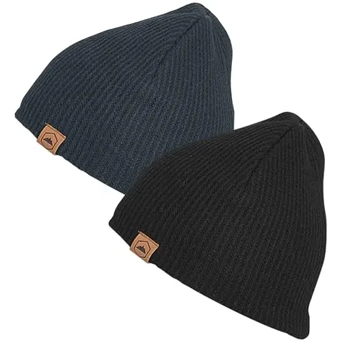Tough Headwear Ribbed Beanie Hat - Four-Way Stretch Beanie for Women & Men - Lightweight, Soft Acrylic Knit Winter Hat 