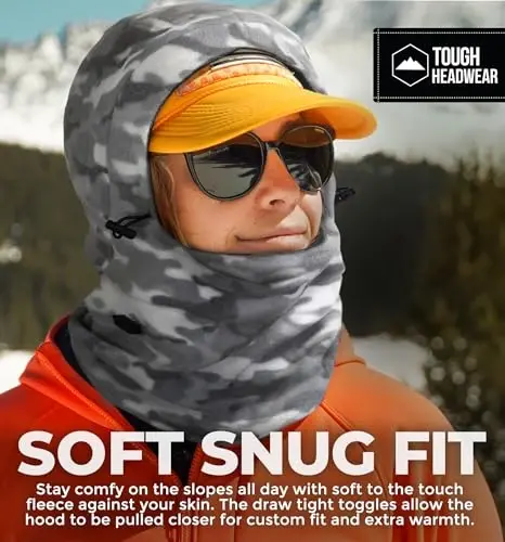 Tough Headwear Fleece Balaclava Ski Mask - Shamolga chidamli yuzni qoplaydigan niqob - Sovuq ob-havo uchun chang'i niqobi - Qishki aksessuarlar - 4