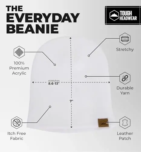 Tough Headwear Daily Knit Beanie Hat - Thermal Warmth Winter Hat - Breathable, Stretch Fit Beanie for Women & Men - 3