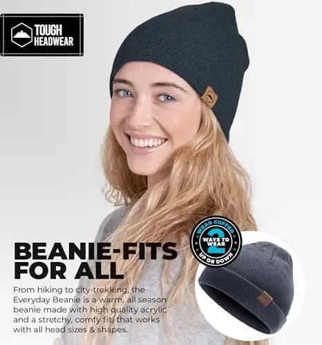 Tough Headwear Daily Knit Beanie Hat - Thermal Warmth Winter Hat - Breathable, Stretch Fit Beanie for Women & Men - 2