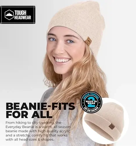 Tough Headwear Knit Beanie Hat - Stretch Fit Winter Hats for Men - Breathable Beanie for Women - Durable Acrylic Winter Cap - TOUGH HEADWEAR (1)