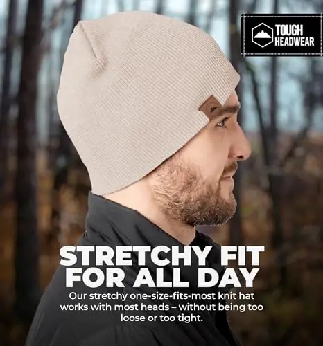 Tough Headwear Knit Beanie Hat - Stretch Fit Winter Hats for Men - Breathable Beanie for Women - Durable Acrylic Winter Cap - 5